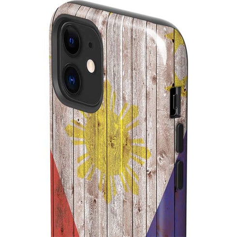 Philippines Flag Dark Wood iPhone 12 Mini Impact Case